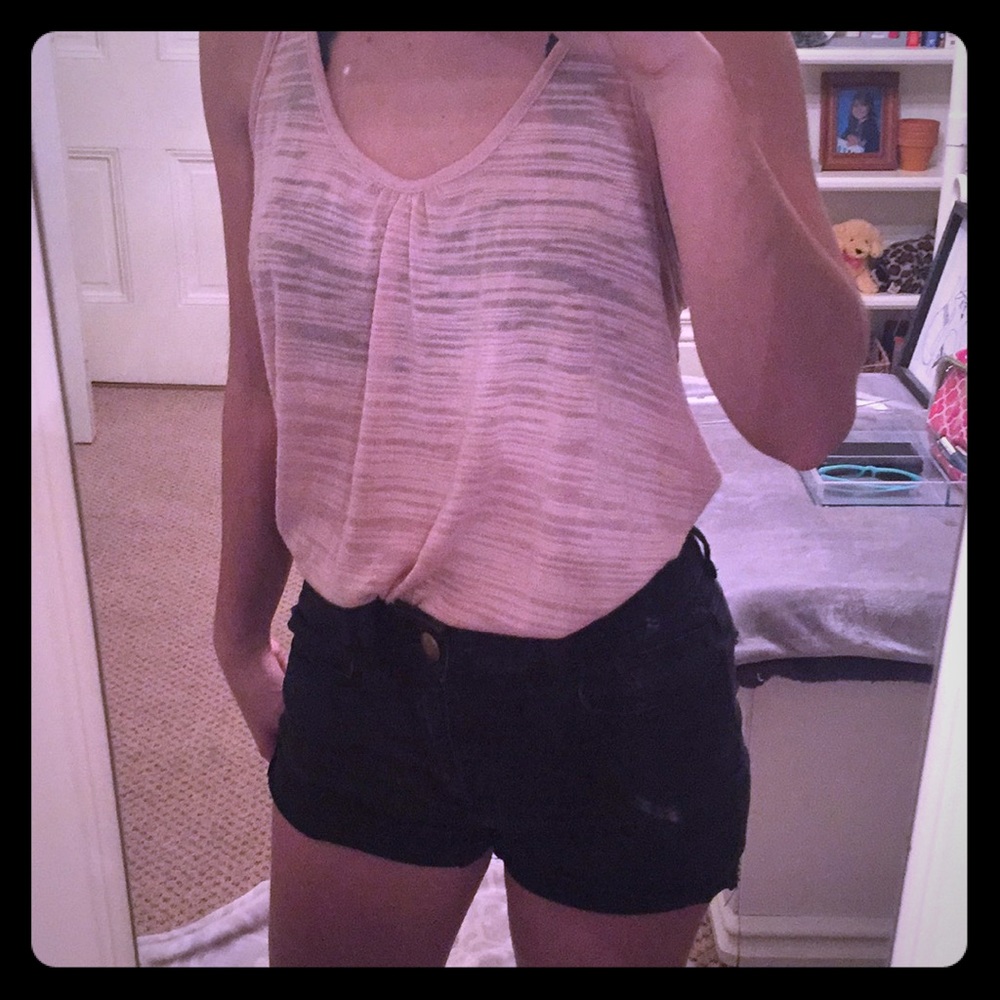 Pink Lace Back Tank Top